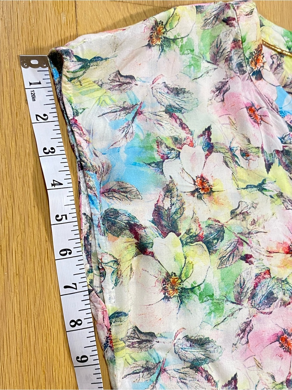 Floral Short Sleeve Blouse Top Medium High Low V-Neck Pastel Boho Fairycore - Picture 15 of 15
